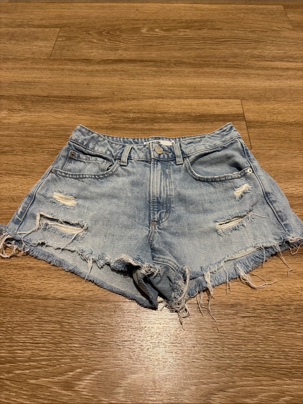 Garage Light Blue Distressed Denim Cutoff Shorts size 0